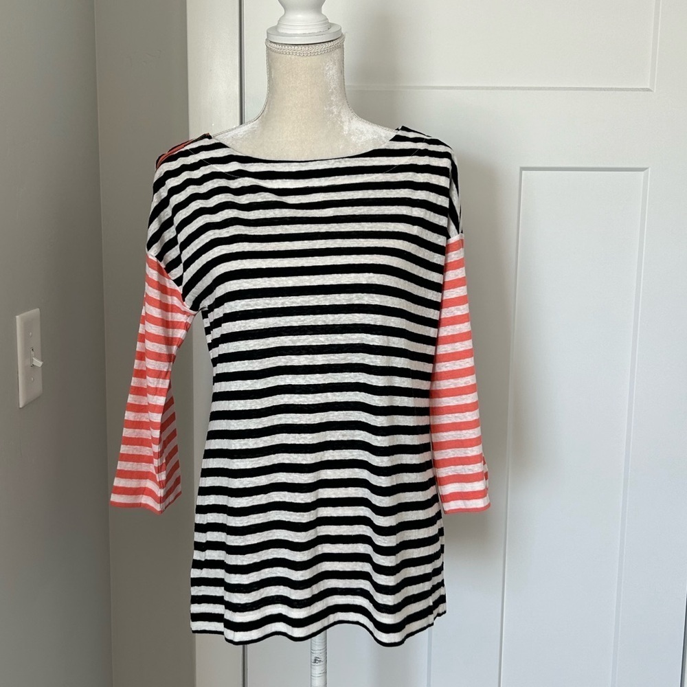 LOFT Striped Zipper Shoulder Tee